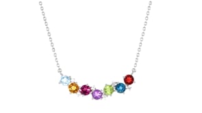 3.60 ct. t.w. Scattered Multi-Gemstone Curved Necklace in Sterling Silver