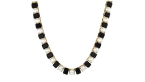Onyx and 6.5-7mm Cultured Pearl Necklace in 18kt Gold Over Sterling