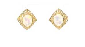 Opal Marquise-Shaped Earrings in 18kt Gold Over Sterling