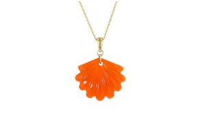 Carved Carnelian Seashell Pendant Necklace in 18kt Gold Over Sterling