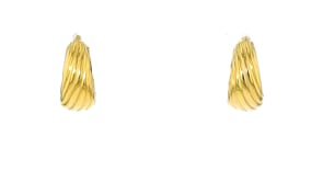 18kt Gold Over Sterling Ridged Hoop Earrings