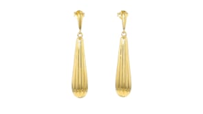 18kt Gold Over Sterling Ridged Teardrop Earrings