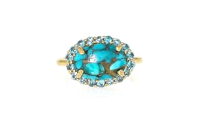 Turquoise Ring with .60 ct. t.w. Swiss Blue Topaz in 18kt Gold Over Sterling