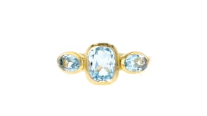 2.60 ct. t.w. Sky Blue Topaz Three-Stone Ring in 18kt Gold Over Sterling