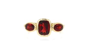 2.70 ct. t.w. Garnet Three-Stone Ring in 18kt Gold Over Sterling
