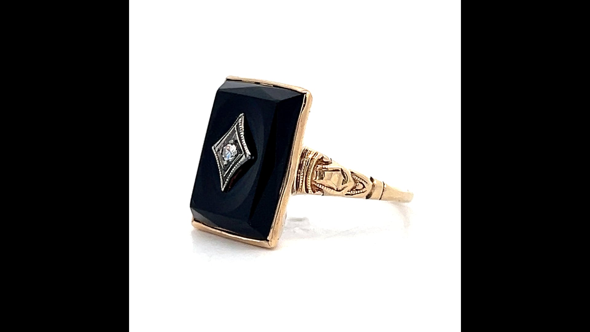 Art Deco Shield Ring / True Art Deco Estate C1910 18K White