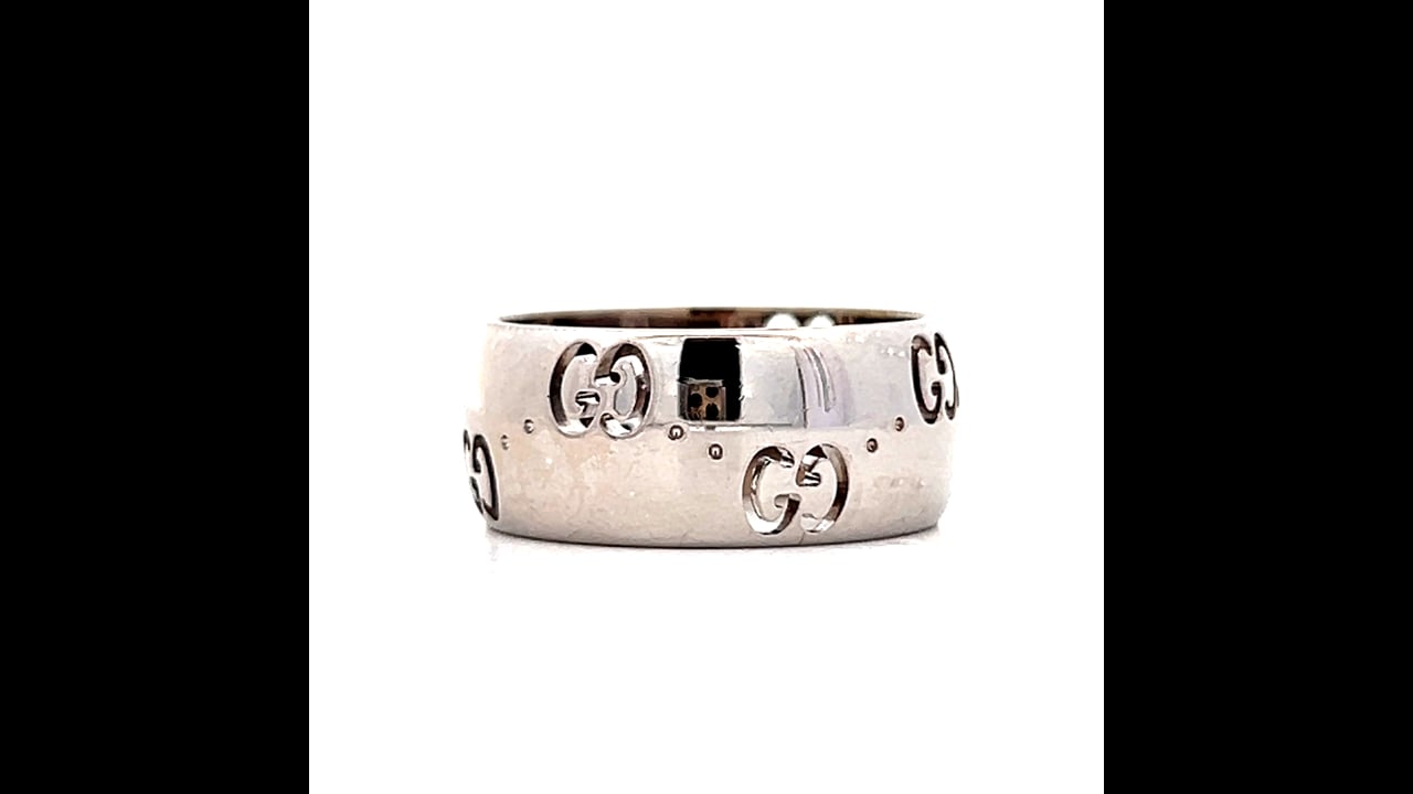 Gucci Icon 8mm Engraved Ring in 18k White Gold – Filigree Jewelers
