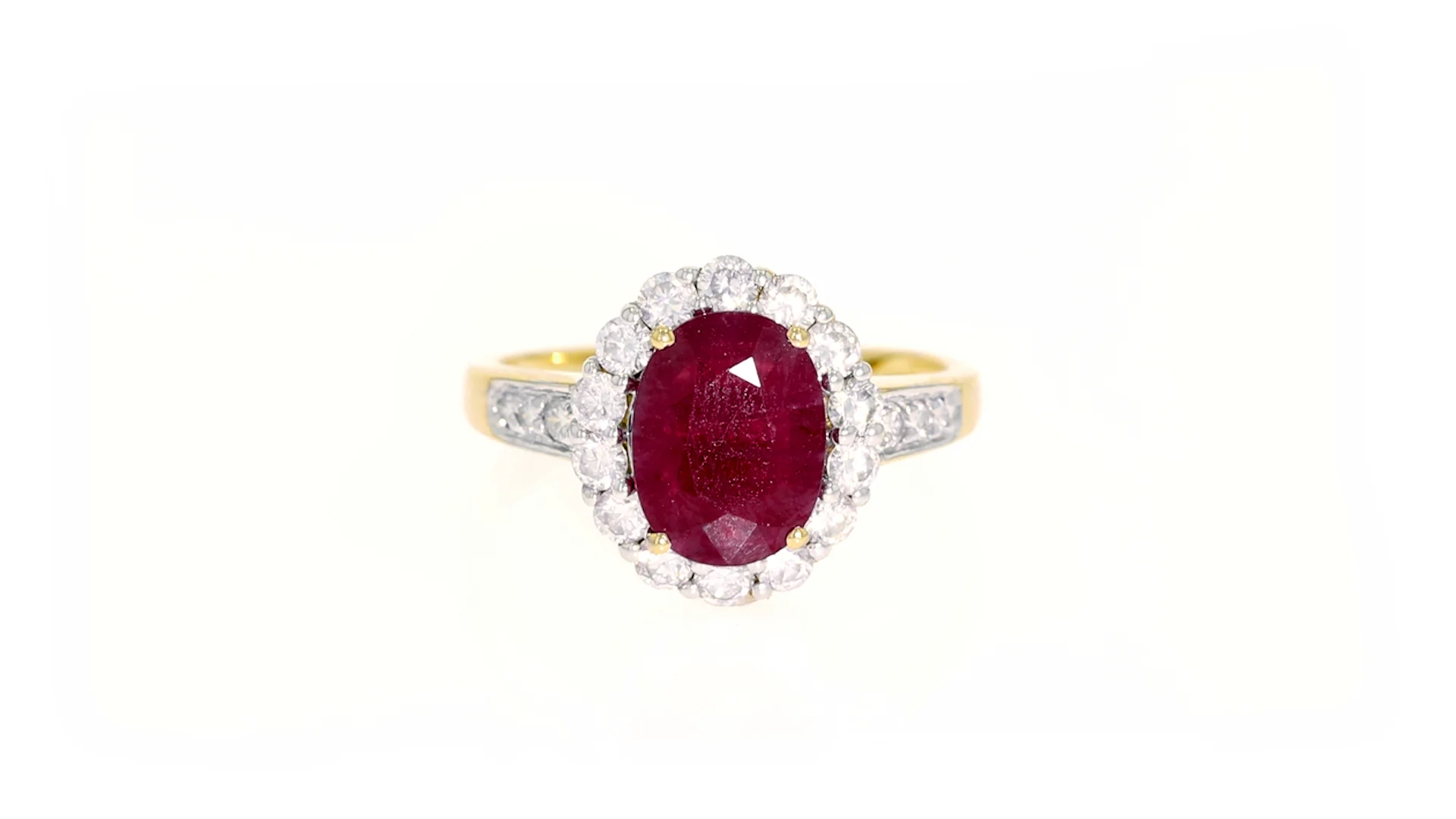 2.00 Carat Ruby and .64 ct. t.w. Diamond Ring in 18kt Yellow Gold