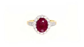 2.00 Carat Burmese Ruby and .64 ct. t.w. Diamond Ring in 18kt Yellow Gold