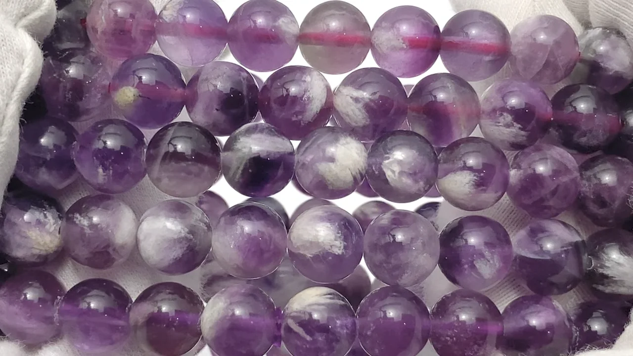 パープルエンジェルフェザーフローライト ラウンド8mm ブレスレット