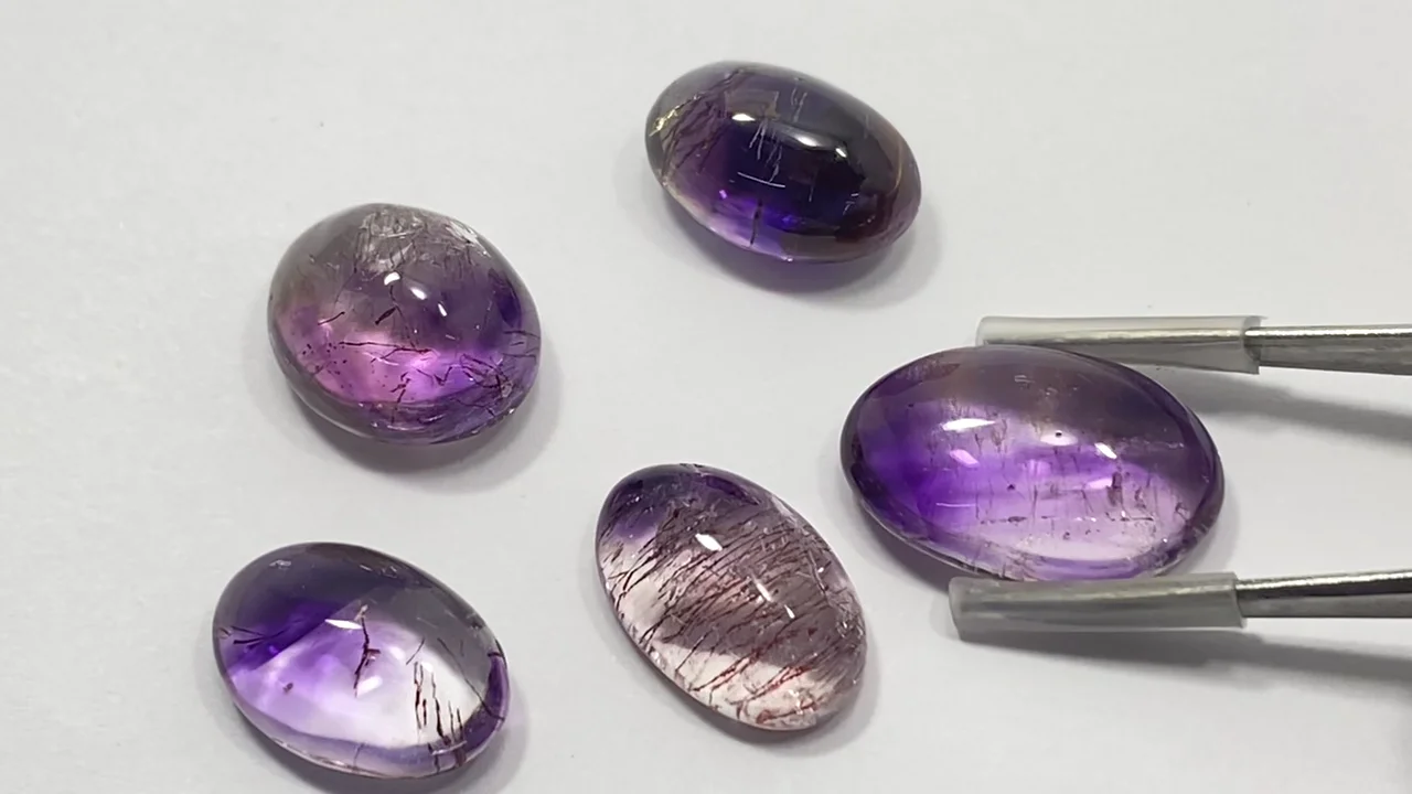 動画】【1点もの】宝石質エレスチャルクォーツAAA カボション 5個