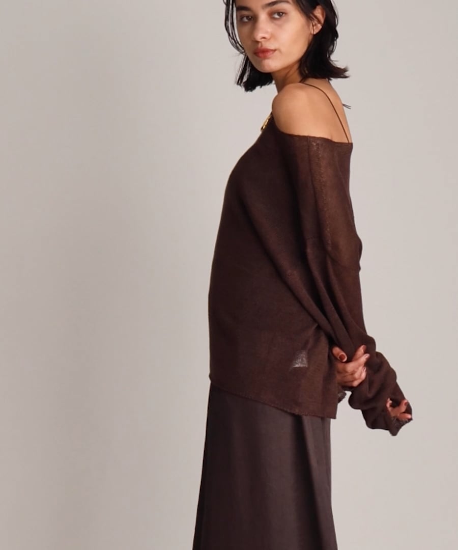 BRILL リネンシルクアメスリプルオーバー　ブラウン BRILL｜ブリルのプルオーバー（ニット）通販｜ELLE SHOP (エル・ショップ)