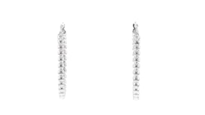 Italian Sterling Silver Beaded Hoop Earrings. 1 12