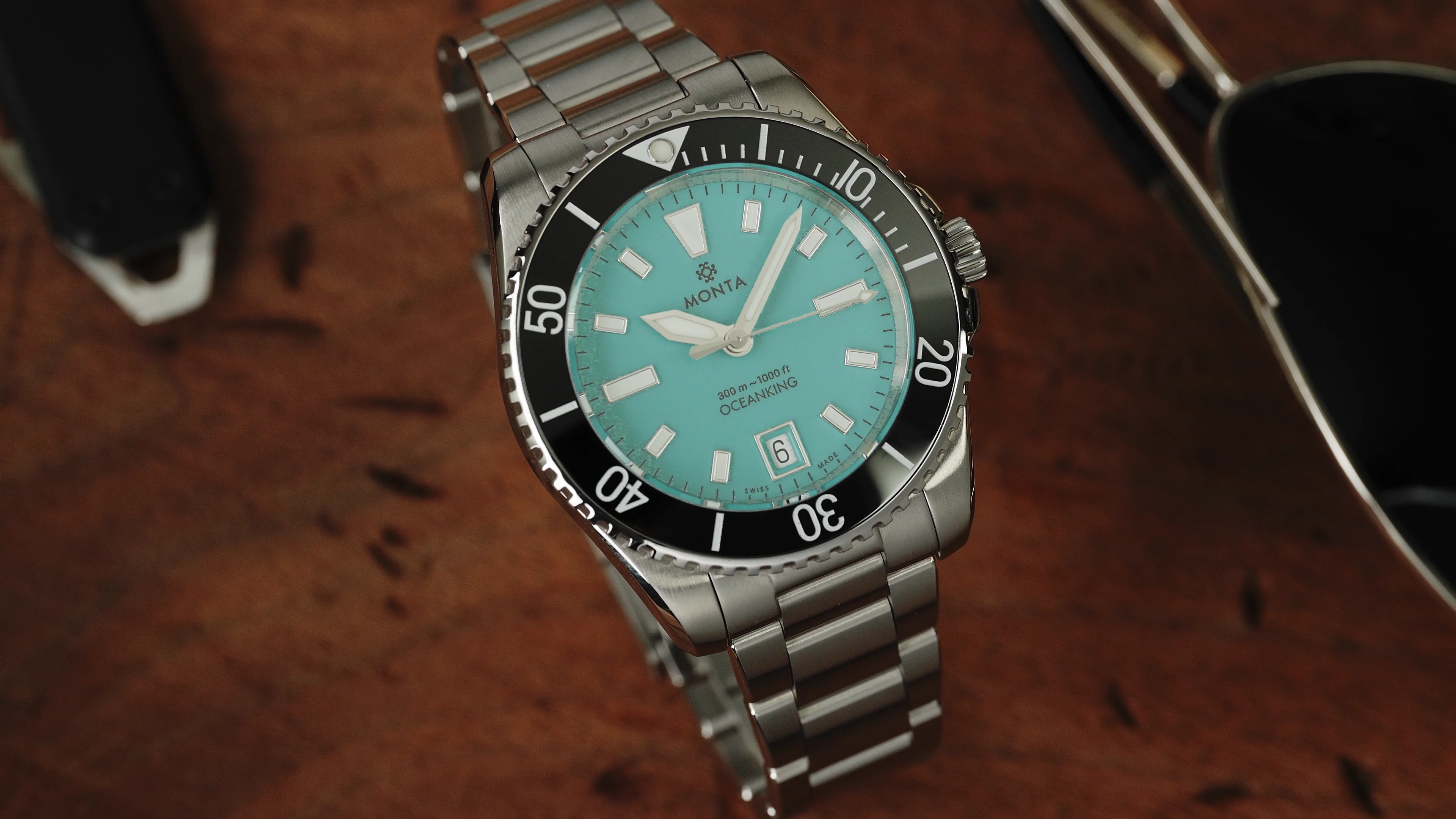 Monta Oceanking, 60-Minute Bezel, with Date, Turquoise Dial