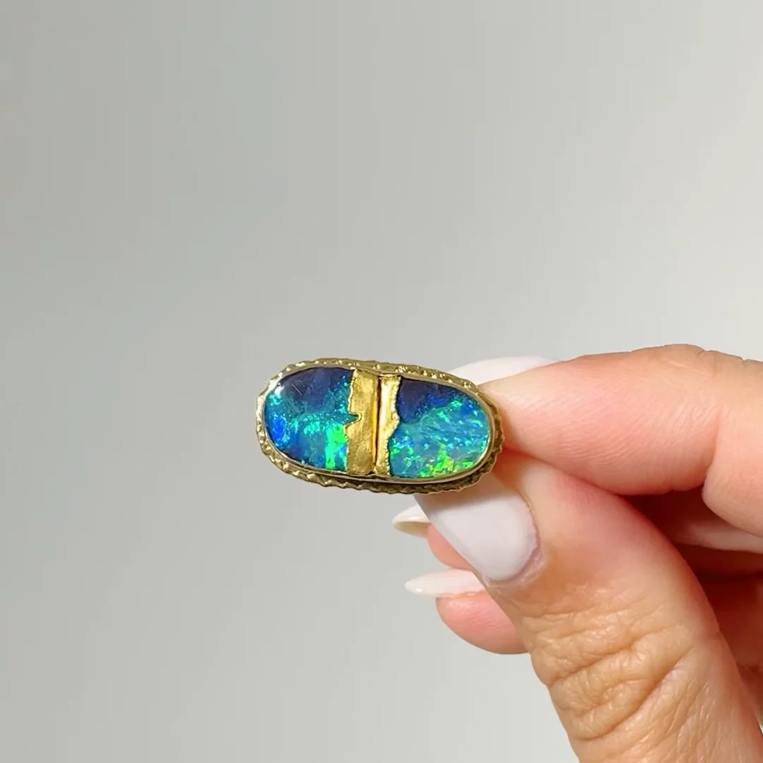 Boulder Opal Golden Joinery Ring by Jamie Joseph - NEWTWIST