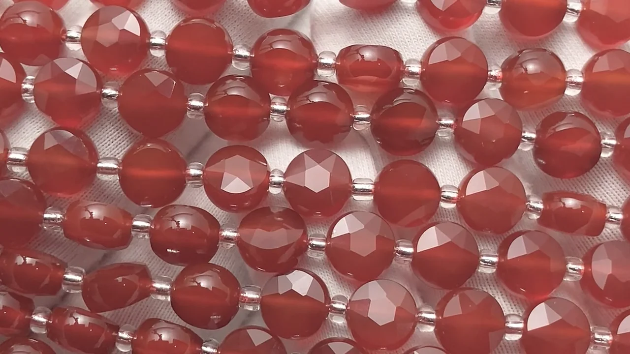レッドアゲート コインカット8×8mm 1連｜天然石ビーズの卸問屋・通販