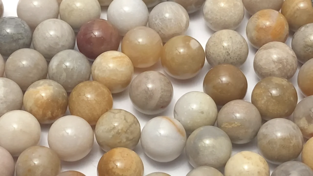 フォシルコーラル（化石珊瑚） スフィア・ラウンド10mm 10個｜天然石