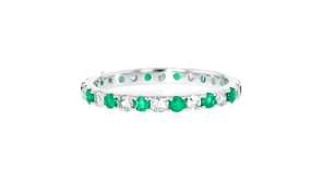 40 ct. t.w. Emerald and .50 ct. t.w. Diamond Eternity Band in 14kt White Gold