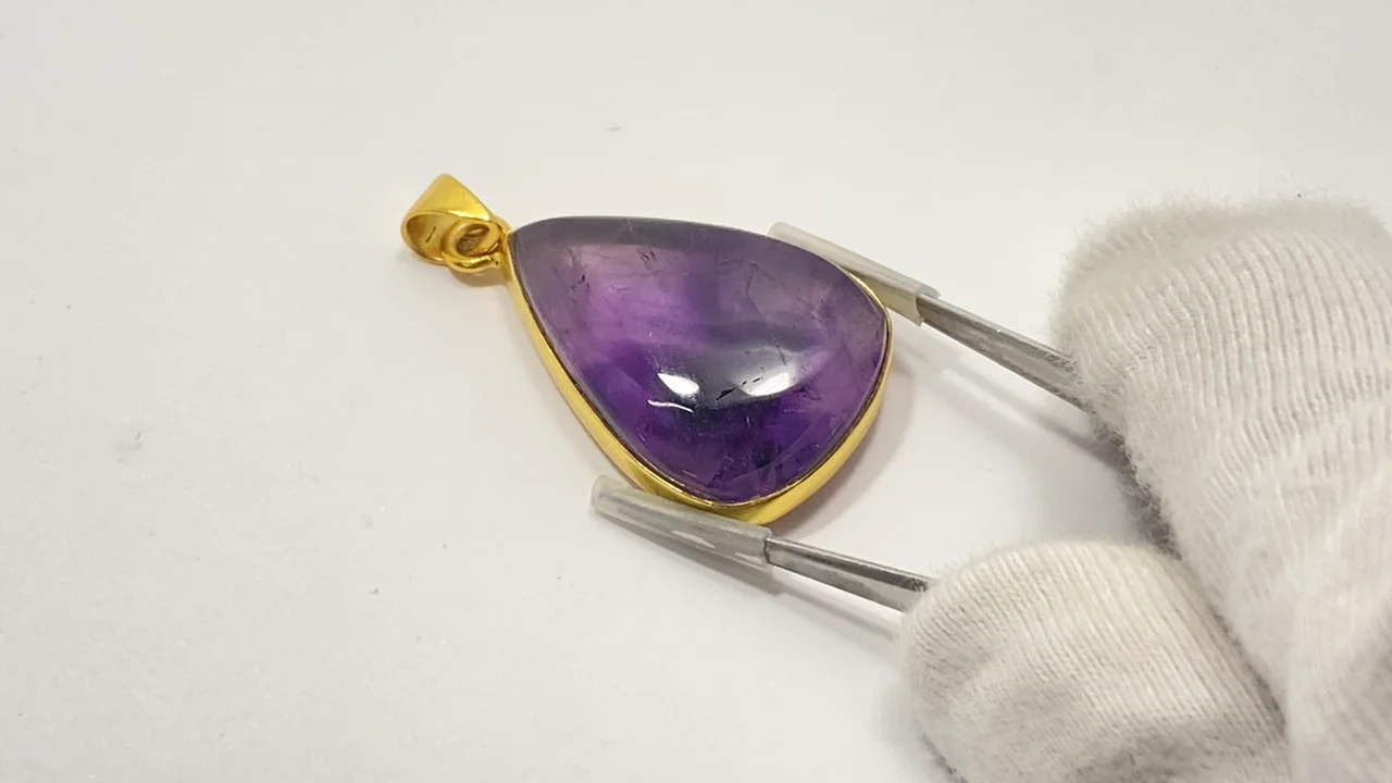 動画】【1点もの】トラピッチェアメジスト ペンダントトップ 18KGP製