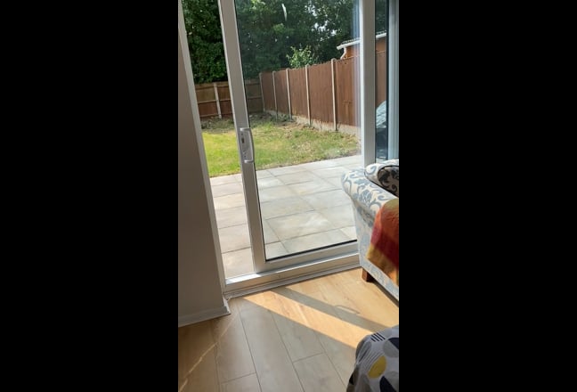 Video 1: Room faces garden via large patio door. Sun comes through via this side.