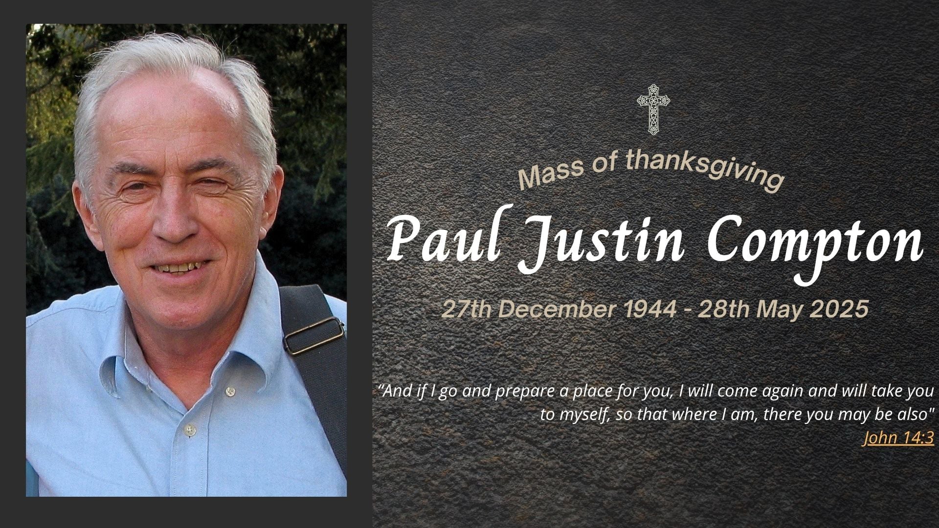 Funeral livestream of the late Paul Justin Compton
