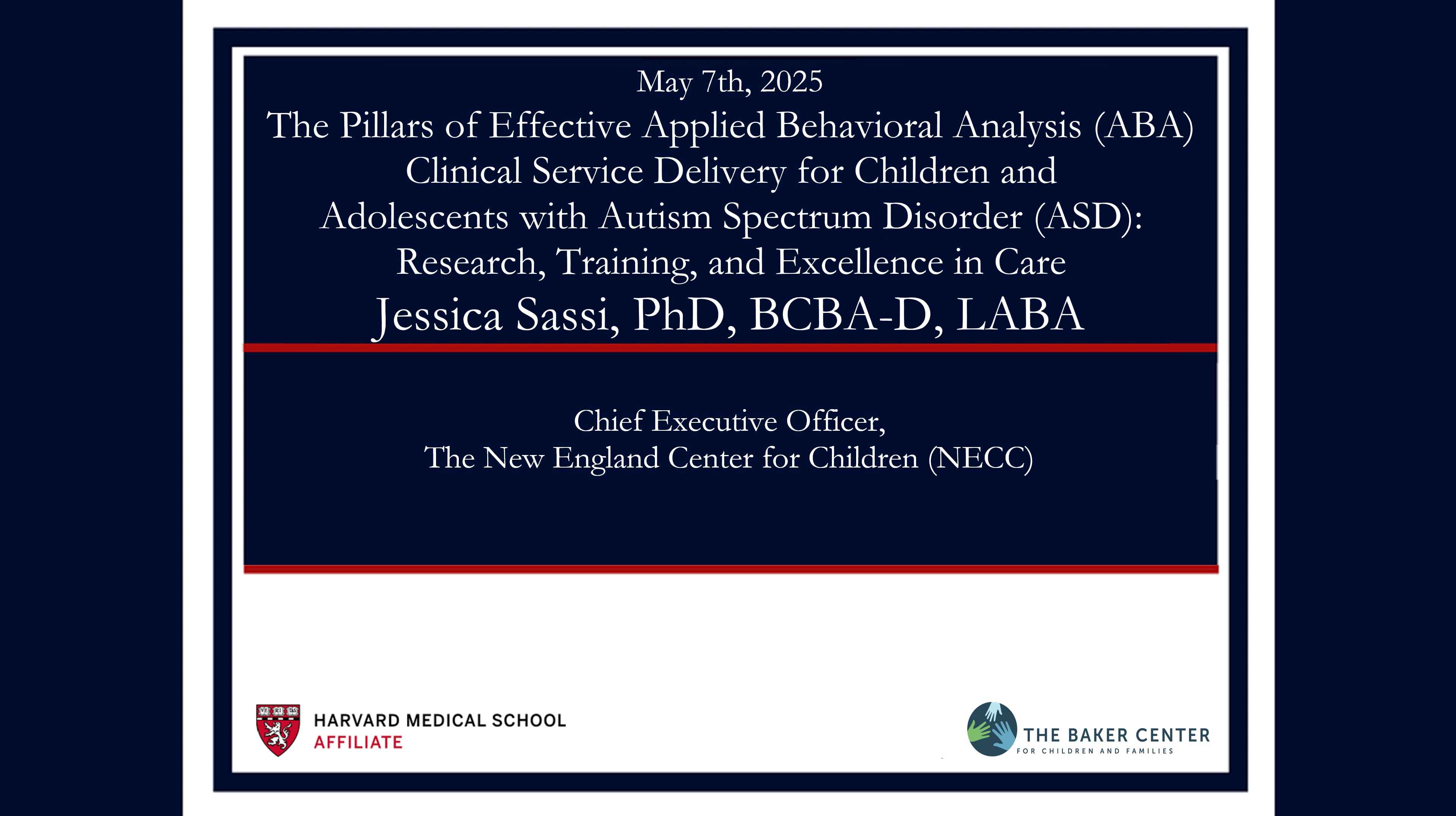 Child Mental Health Forum - May 7, 2025: Jessica Sassi, PhD, BCBA-D ...