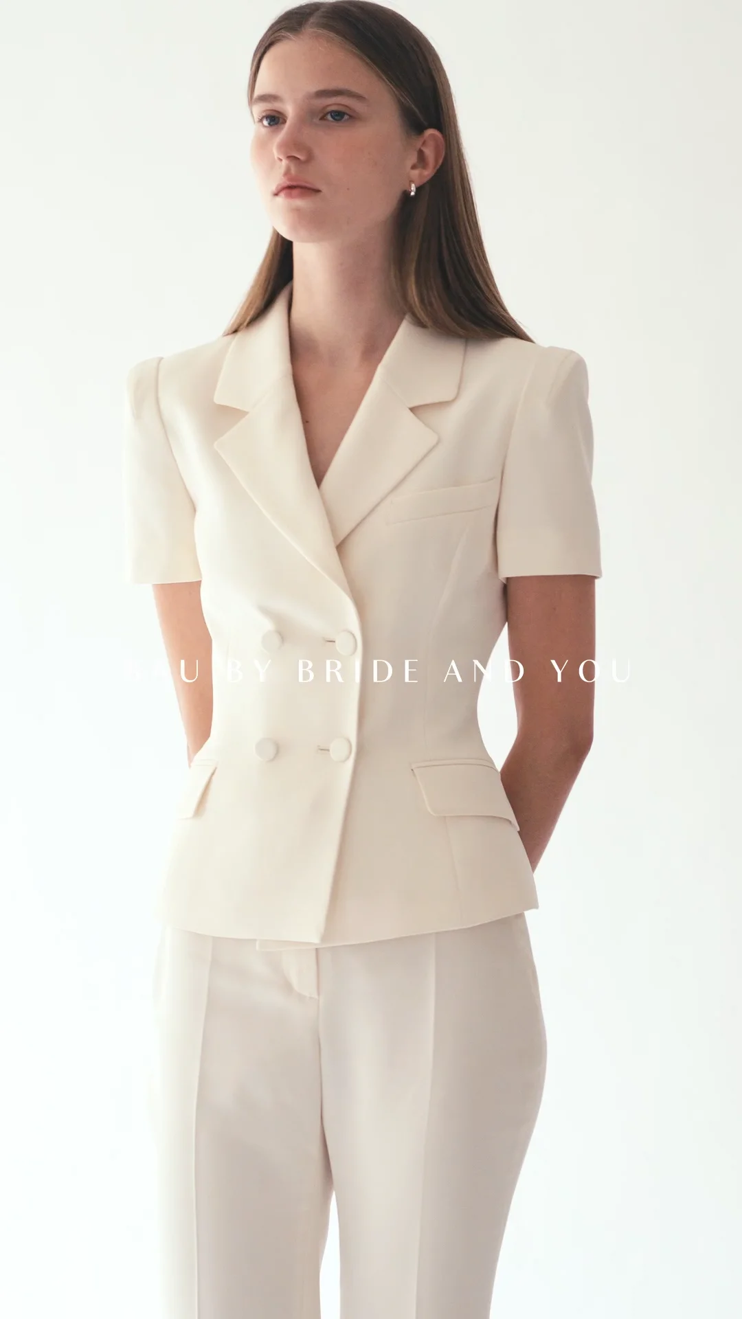 パンツ [BAU by Bride And You] ABIGAIL Semi wide straight trousers 비에이유 바이 브라이드앤유]ABIGAIL Semi wide straight