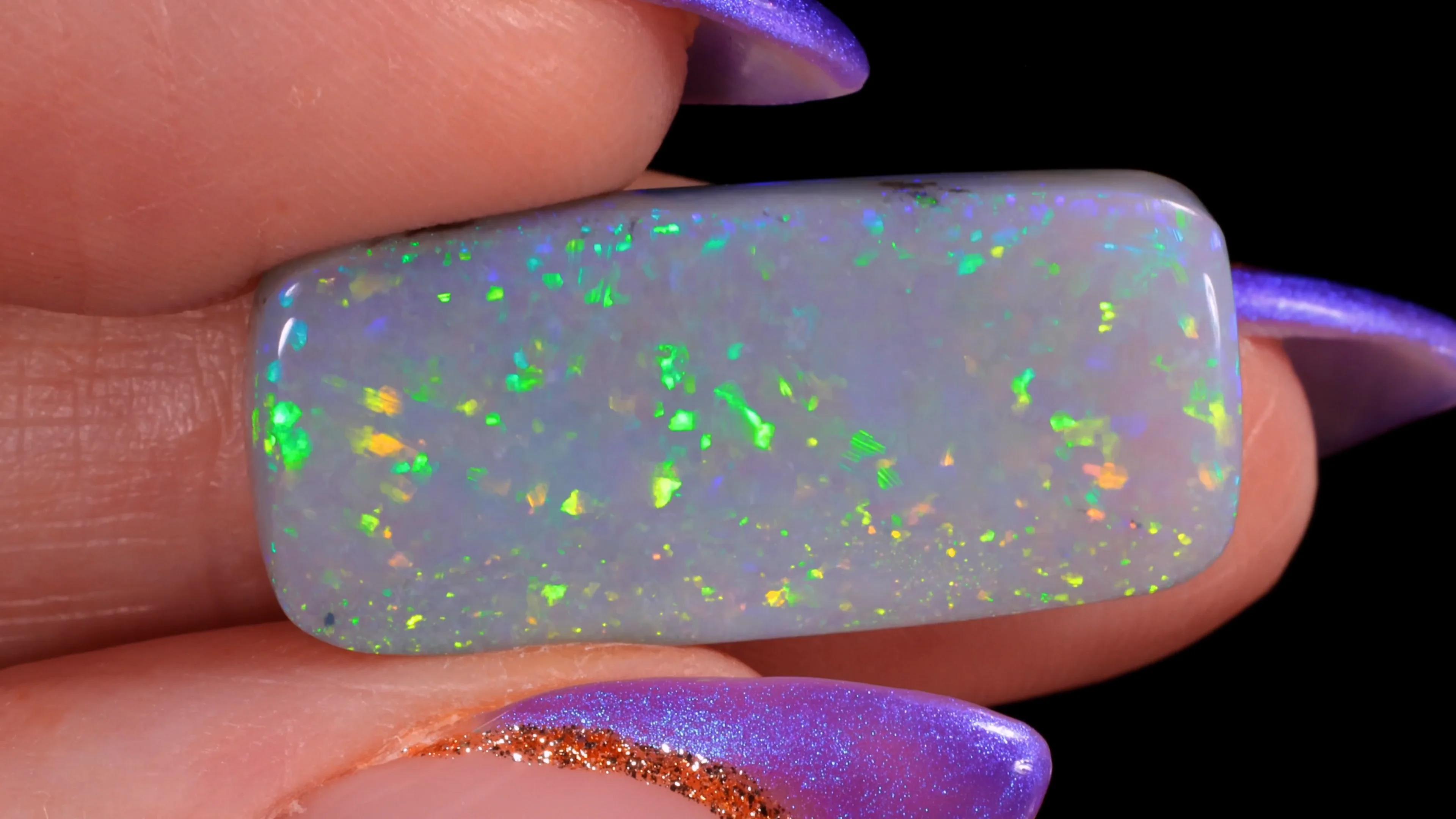 13.74ct Natural Dark Opal - Rectangle Sparkling Muticolor Pinfire