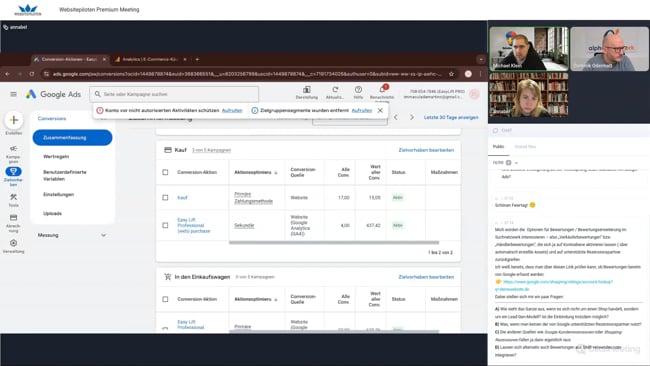 Google Ads Standortproblem gelöst, Shopify-Tracking-Herausforderungen, Bewertungserweiterungen für LeadGen-Modelle, Landingpage-Optimierung & Feinschliff für die Anwaltskampagne in der Schweiz mit Michael Klein vom 29.05.25