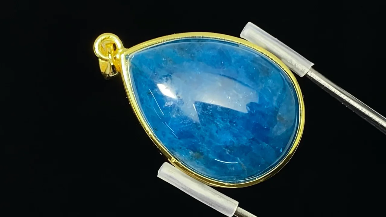 動画】【1点もの】ブルーアパタイトAAA- ペンダントトップ 18KGP製 NO