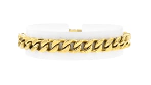 Mens 10mm Yellow Stainless Steel Cuban-Link Bracelet