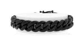 Mens 14mm Matte Black Stainless Steel Cuban-Link Bracelet