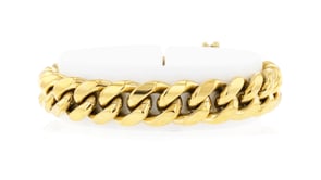 Mens 14mm Yellow Stainless Steel Cuban-Link Bracelet