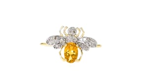 40 Carat Citrine and .10 ct. t.w. Diamond Bee Ring in 14kt Yellow Gold