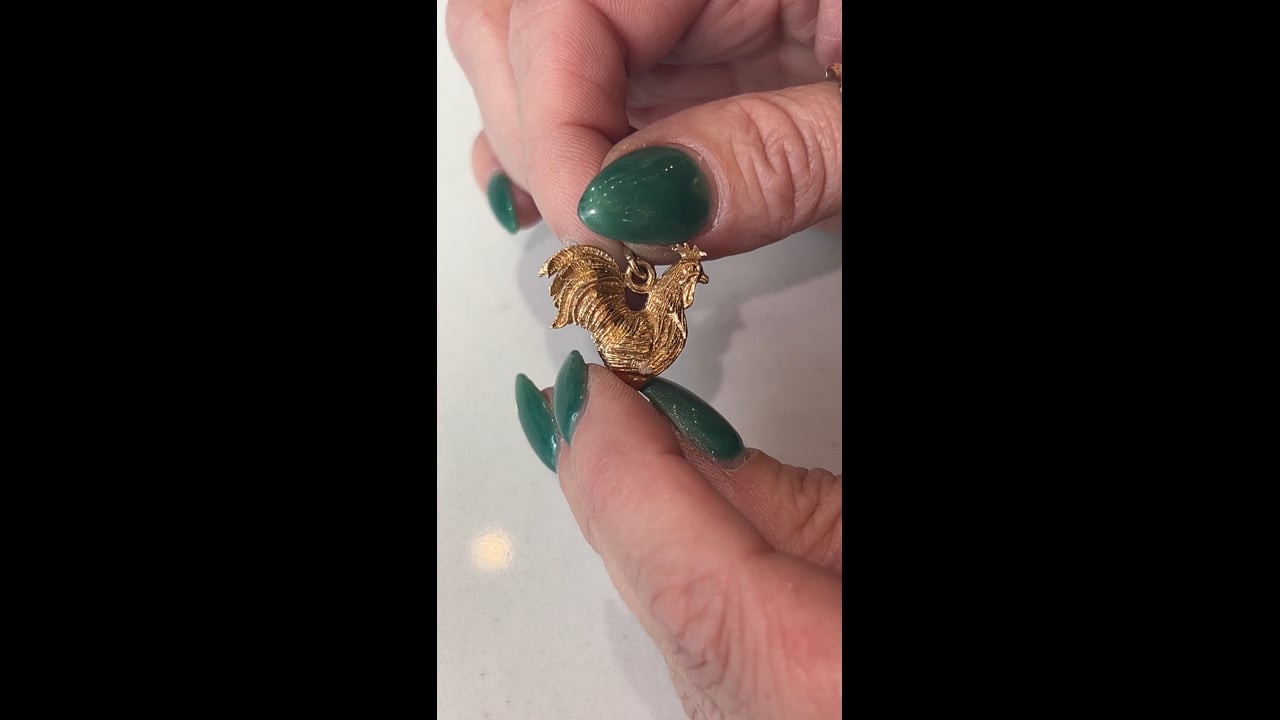 Rooster Pendant Charm in 14k Yellow Gold – Filigree Jewelers
