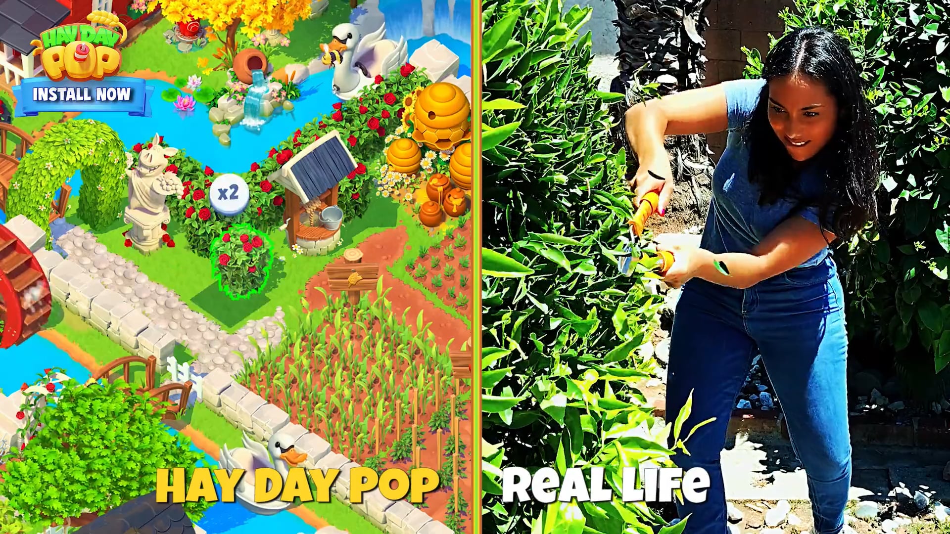 Short-form Ad: Supercell - Hay Day Pop "Real World vs Gameplay"