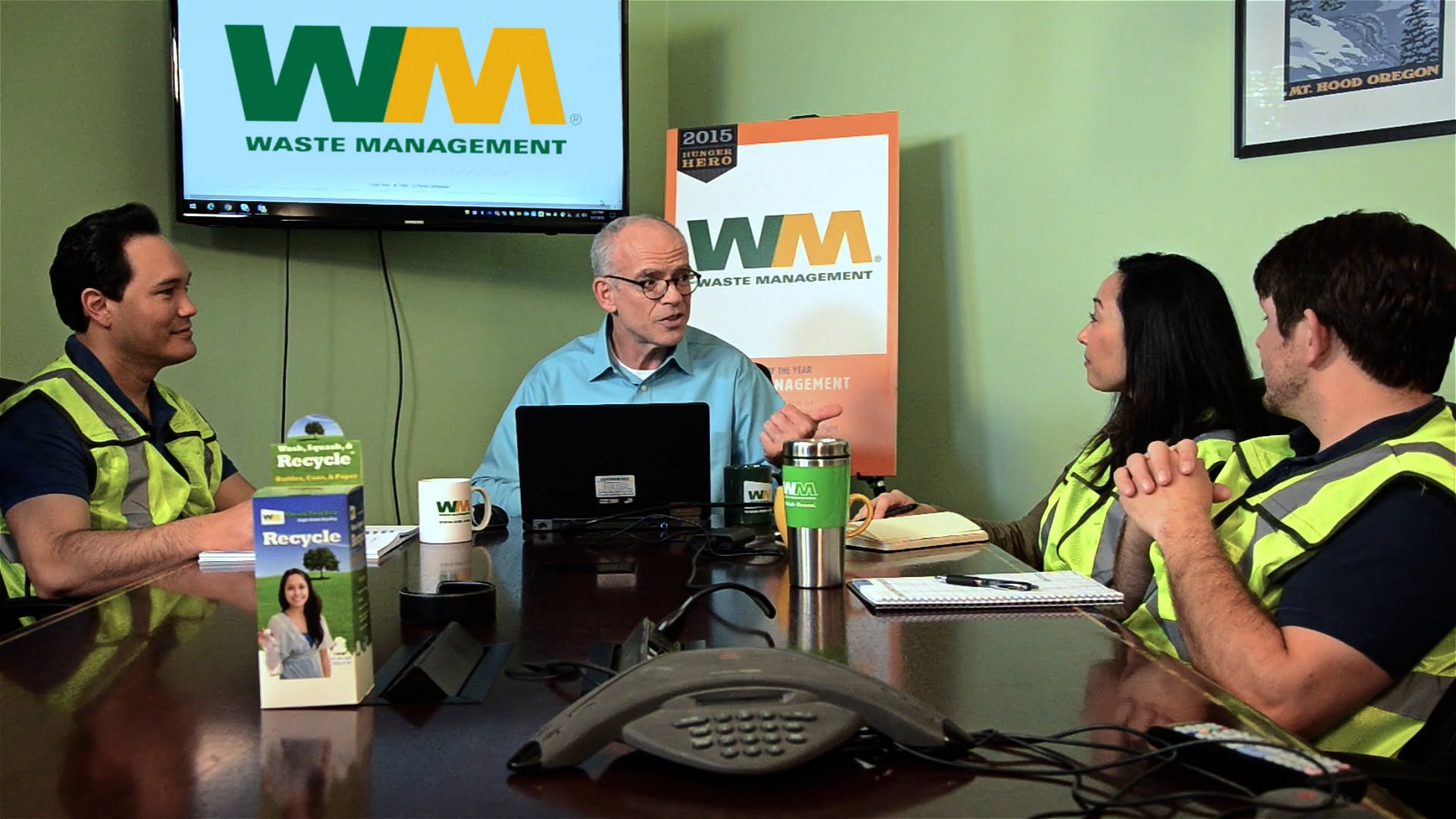 Employee Training Video: Waste Management "Friday Huddle" scenario