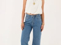 Blue wide leg jeans with rhinestones | My Jewellery
