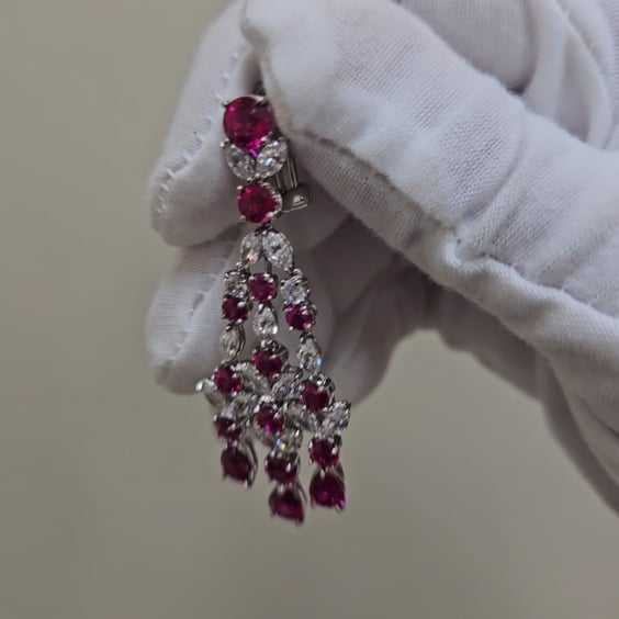 CHANDELIER MARQUISE AND ROUND EARRING - EF1252/RUB/CZ