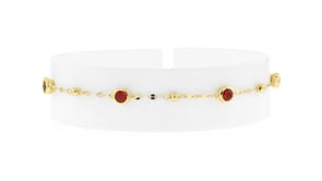 1.50 ct. t.w. Garnet Station Anklet in 18kt Gold Over Sterling