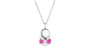.70 ct. t.w. Pink Topaz Baby Bootie Pendant Necklace with Single White Topaz in Sterling Silver