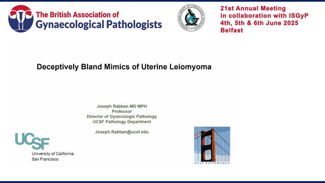 Deceptively bland mimics of uterine leiomyomas, Prof Joe Rabban