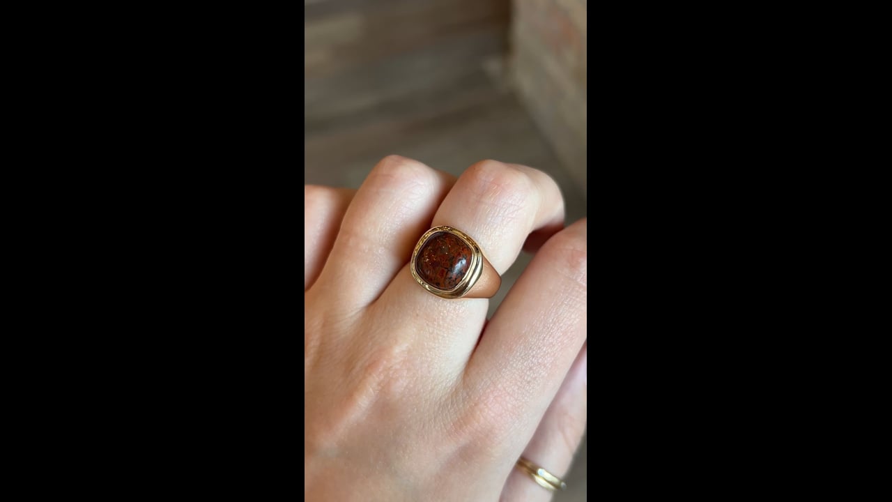 Vintage Mid-Century Cabochon Jasper Ring in 14k – Filigree Jewelers