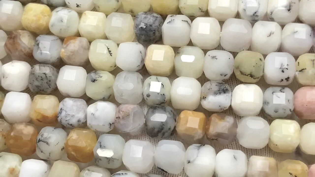 動画】【素晴らしい輝き】デンドライトオパール キューブカット6×6×6mm