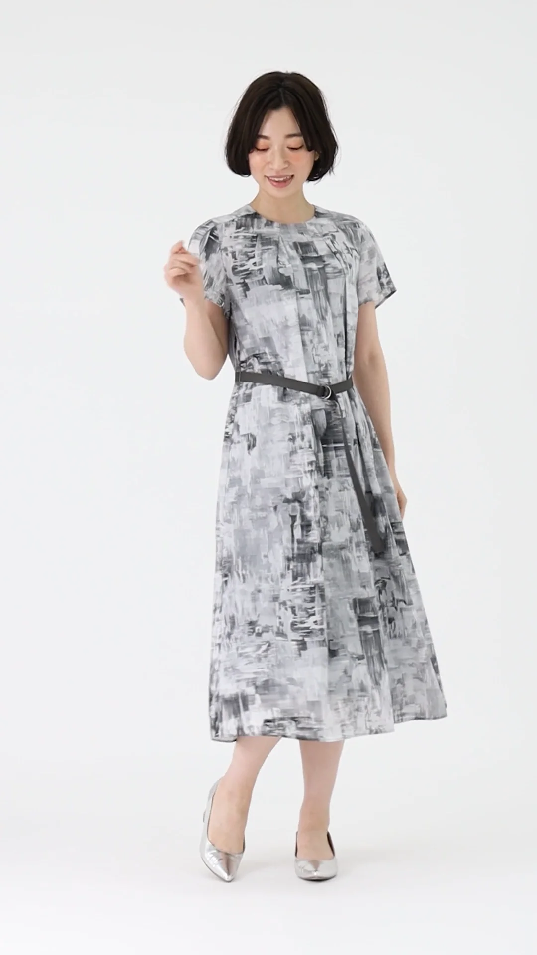 ブラッシュプリント ワンピース ドレス ｜ PINORE（ピノーレ）｜.K