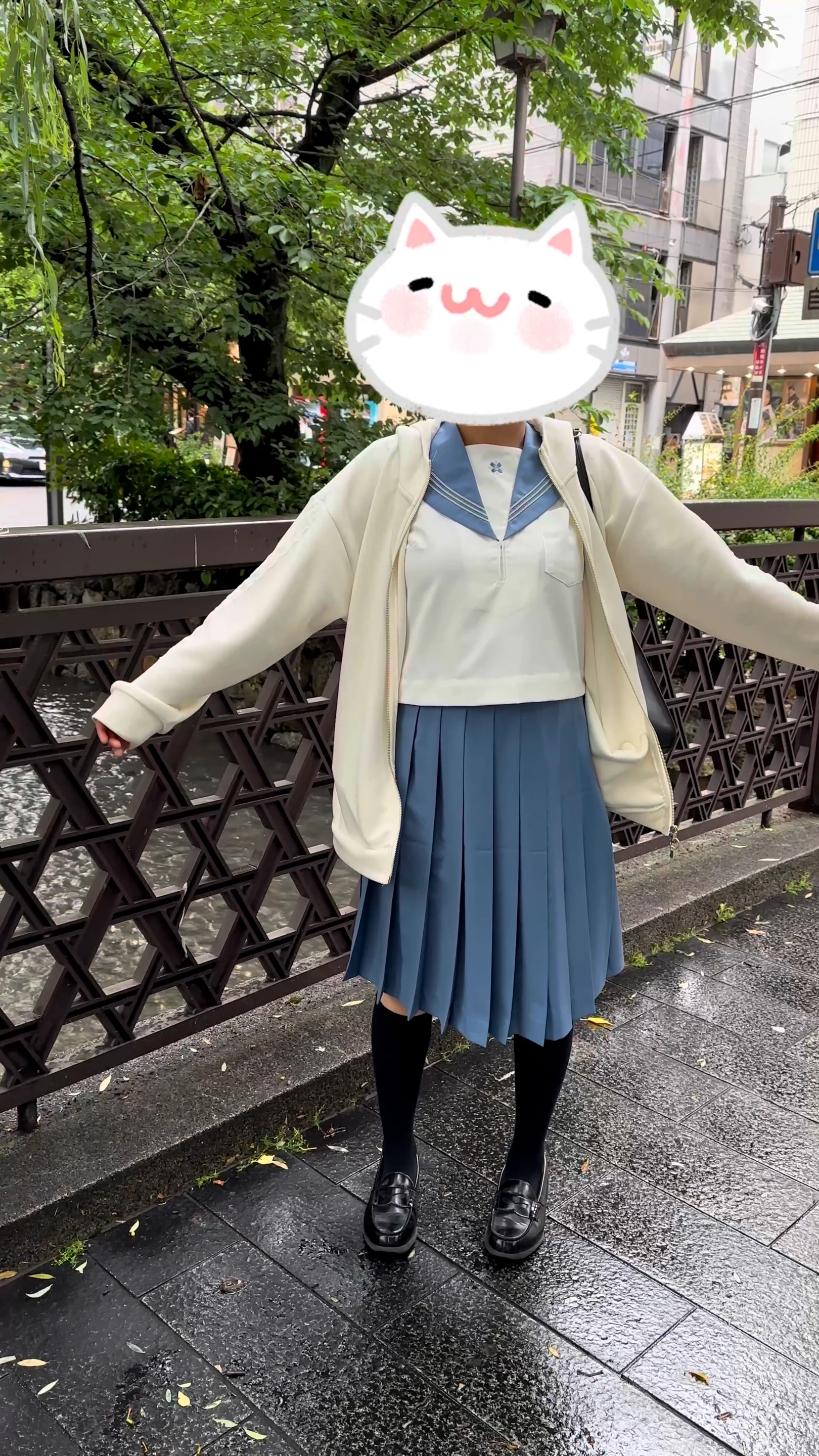 海埠高校 セーラー服 長袖 夏中間服 (3本ライン・水色襟