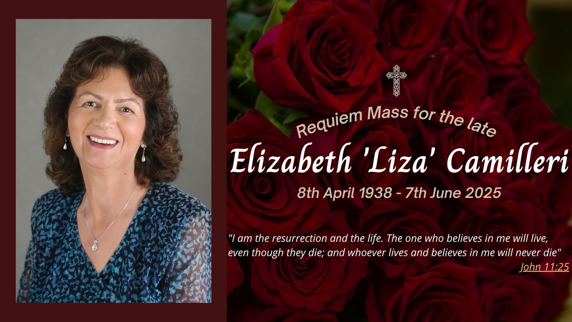 Funeral livestream of the late Elizabeth 'Liza' Camilleri