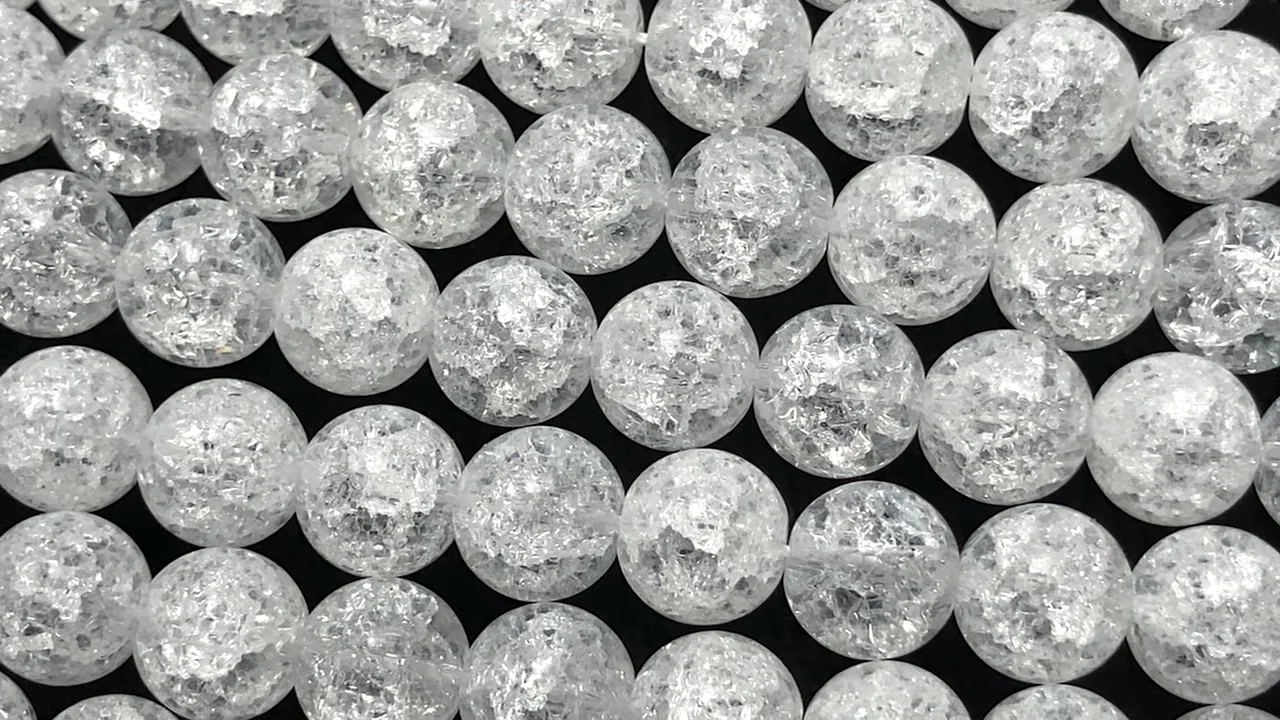 クラッククリスタル（溶錬水晶） ラウンド8mm 1連｜天然石ビーズの卸