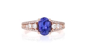 1.70 Carat Tanzanite Ring with .41 ct. t.w. Diamonds in 14kt Rose Gold