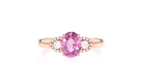 1.00 Carat Pink Sapphire Ring with .22 ct. t.w. Diamonds in 18kt Rose Gold